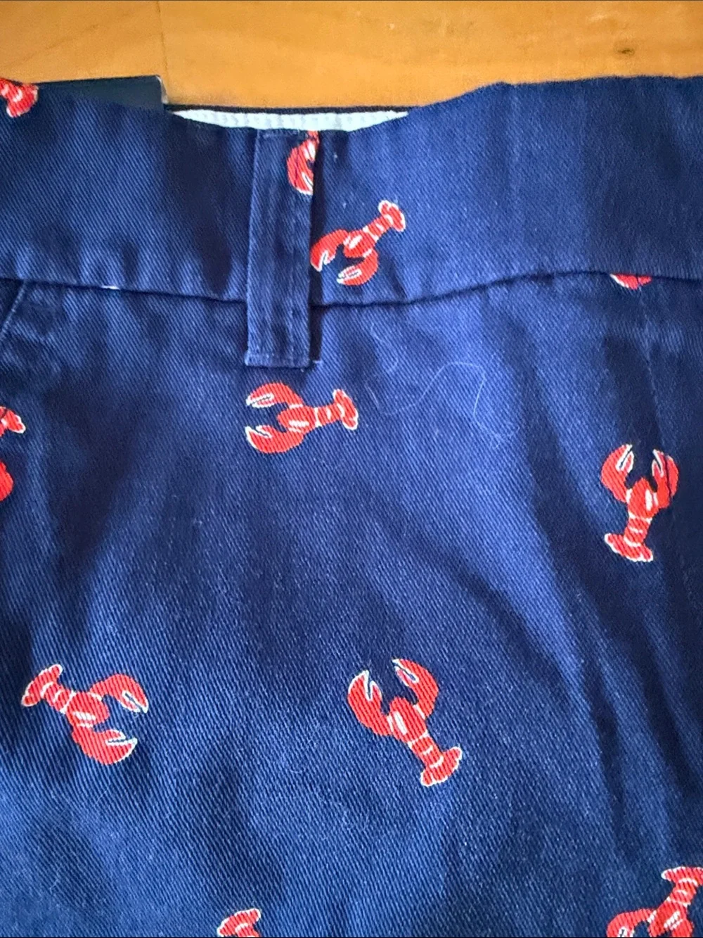 J. Crew Men's Navy Shorts with Red Lobster Print
